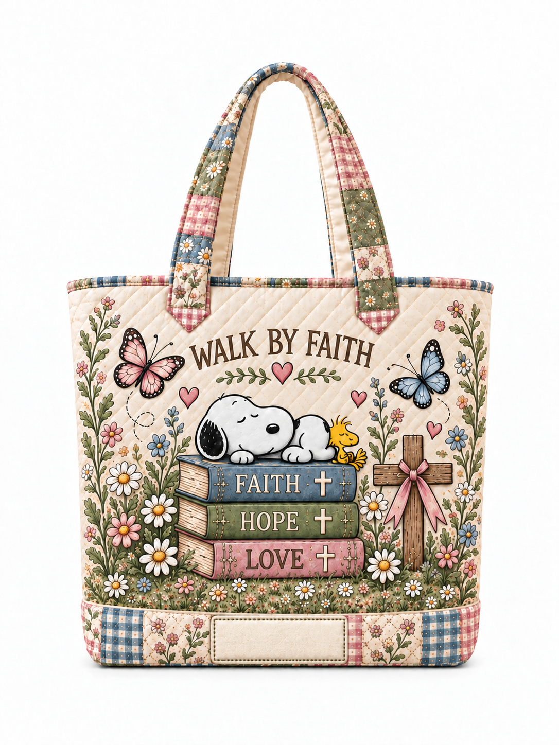 01 Walk_By_Faith_Gift_For_Her_ _Quilted_Tote_Bag_Vintage_Meadow_ _Blank_Name_Panel_361c997d b7ea 4142 9c0c 3a044def4763