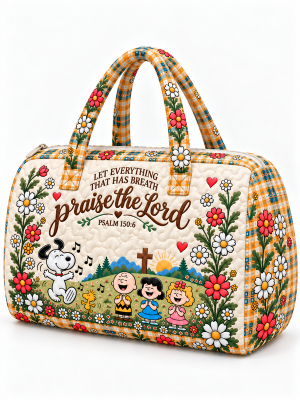 Praise The Lord Psalm 150:6 Christian Gift For Her - Personalized Quilted Duffle Bag