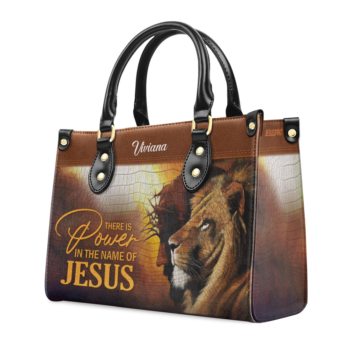 UniquePersonalizedLeatherHandbag ThereIsPowerInTheNameOfJesusFamilyStore2