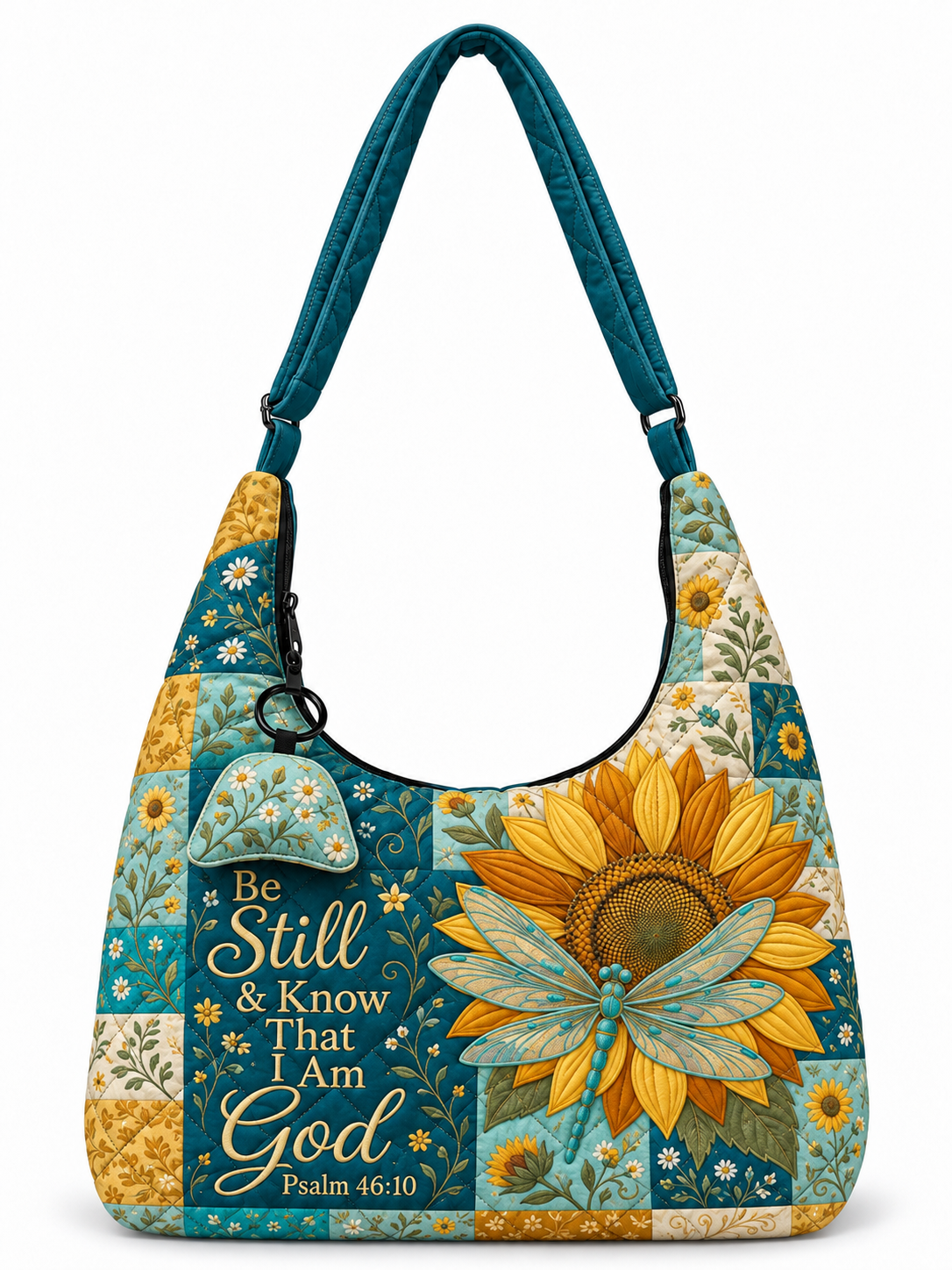 god beloved be still and know psalm 46 10 sunflower gift for her personalized quilted hobo 1