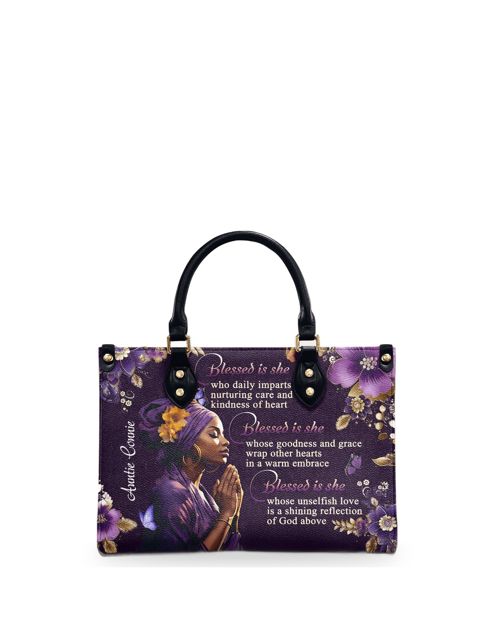 god beloved blessed is she scripture gifts for women of god personalized leather handbag at4080956