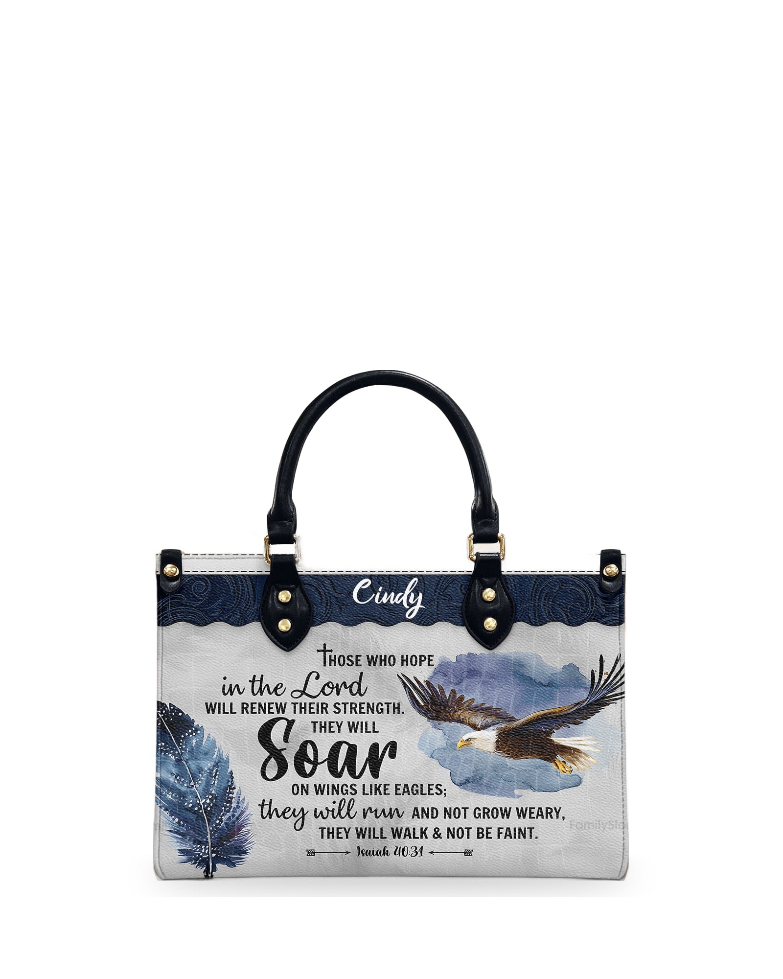 god beloved eagle those who hope in the lord will renew their strength scripture gifts for women of god personalized leather handbag at4081452