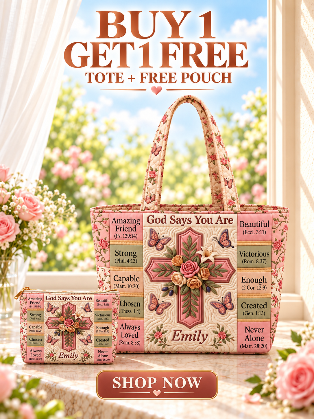 god beloved god says you are bible verse gift for her personalized quilted tote bag buy 1 1