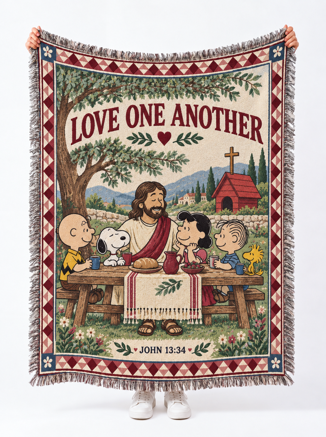 god beloved love one another john 13 34 christian home decor for family personalized woven 1