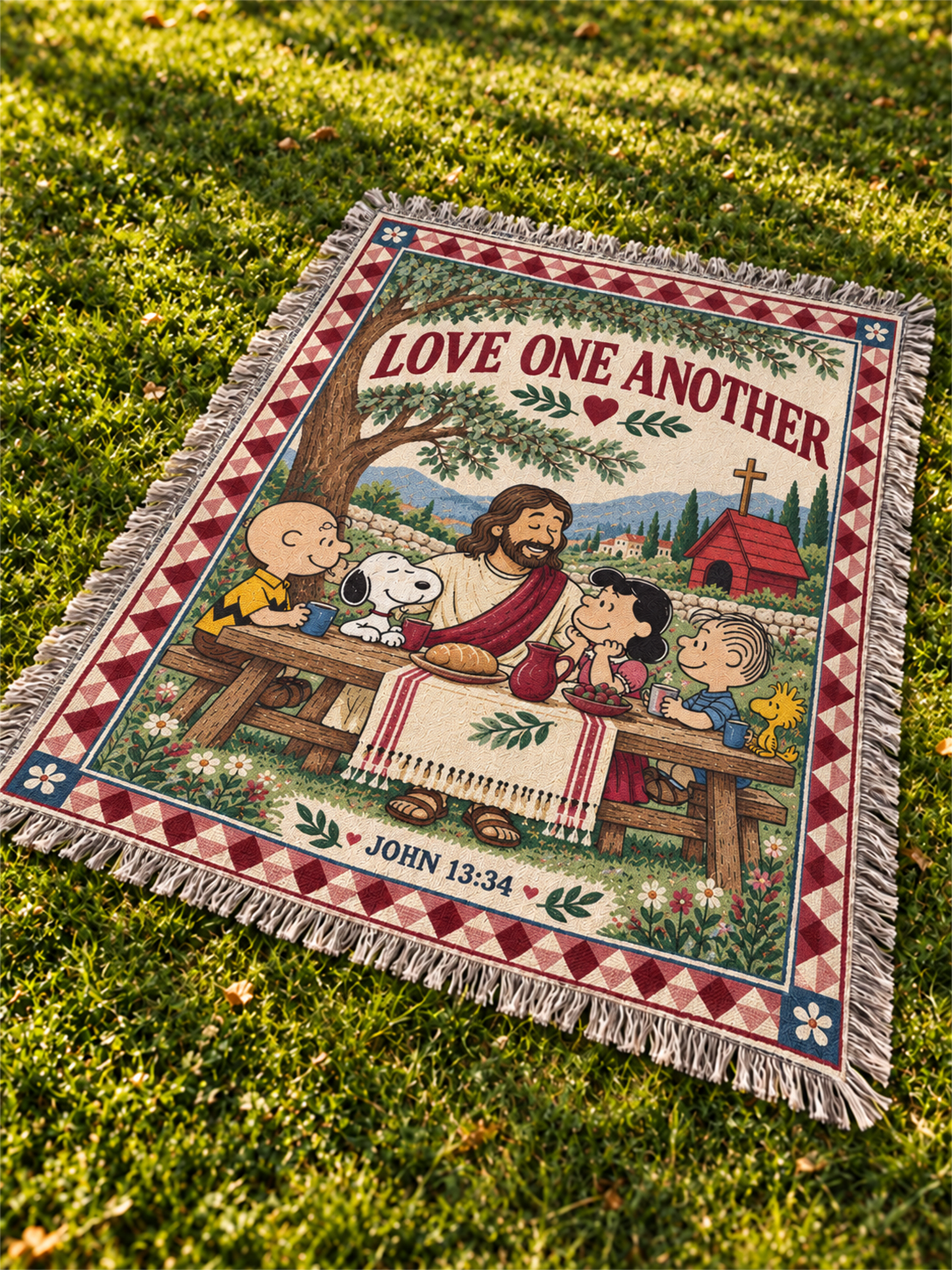 god beloved love one another john 13 34 christian home decor for family personalized woven 5