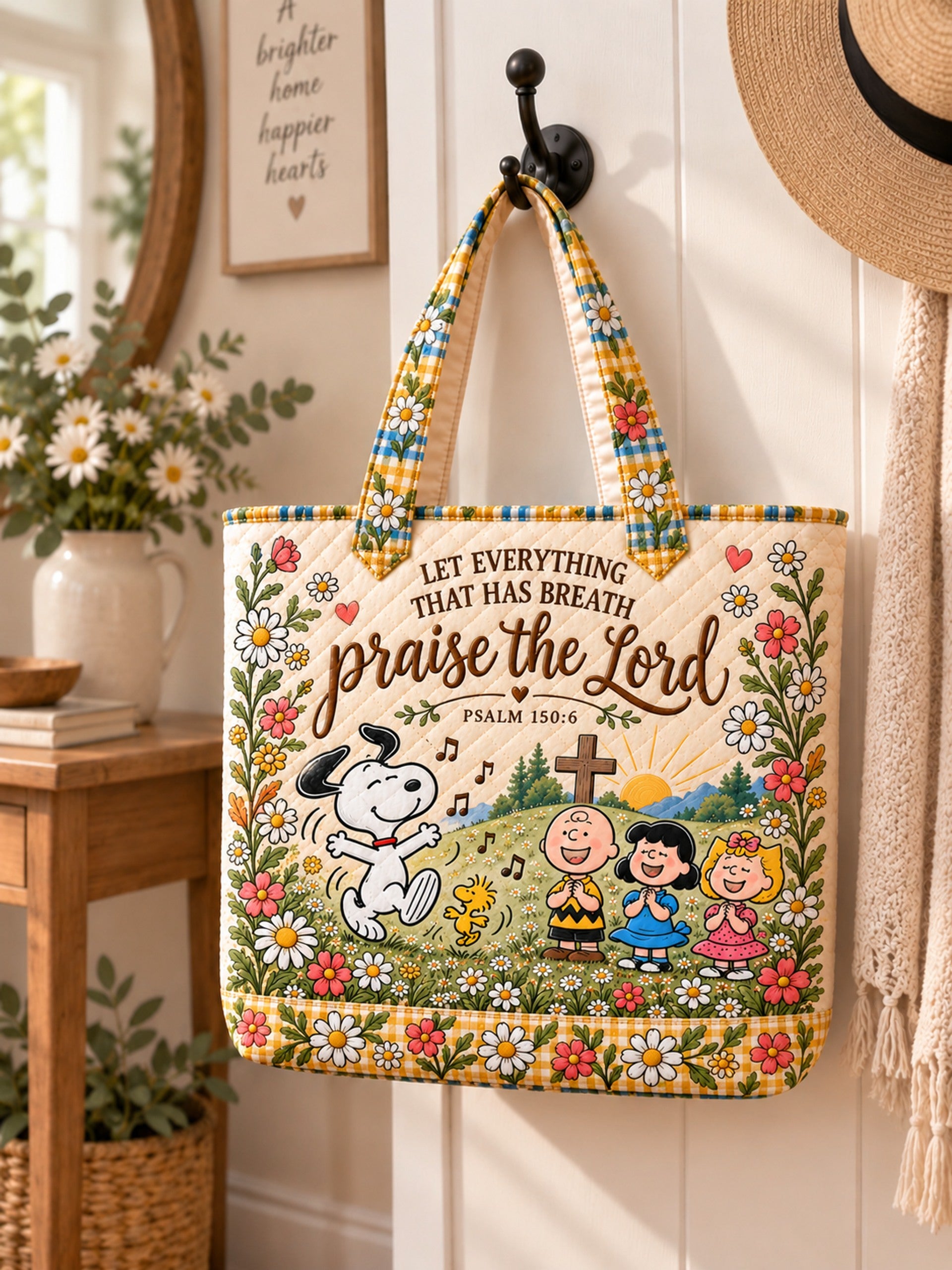 god beloved praise the lord psalm 150 6 nutty gang christian gift for her personalized quilted tote bag hanging