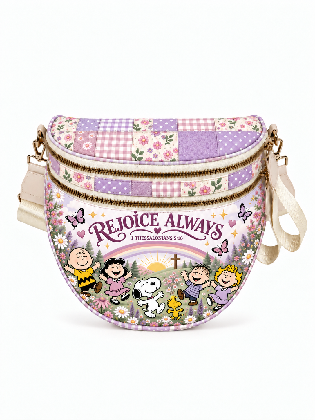 god beloved rejoice always 1 thessalonians 5 16 gift for her personalized crossbody bag lavender rose