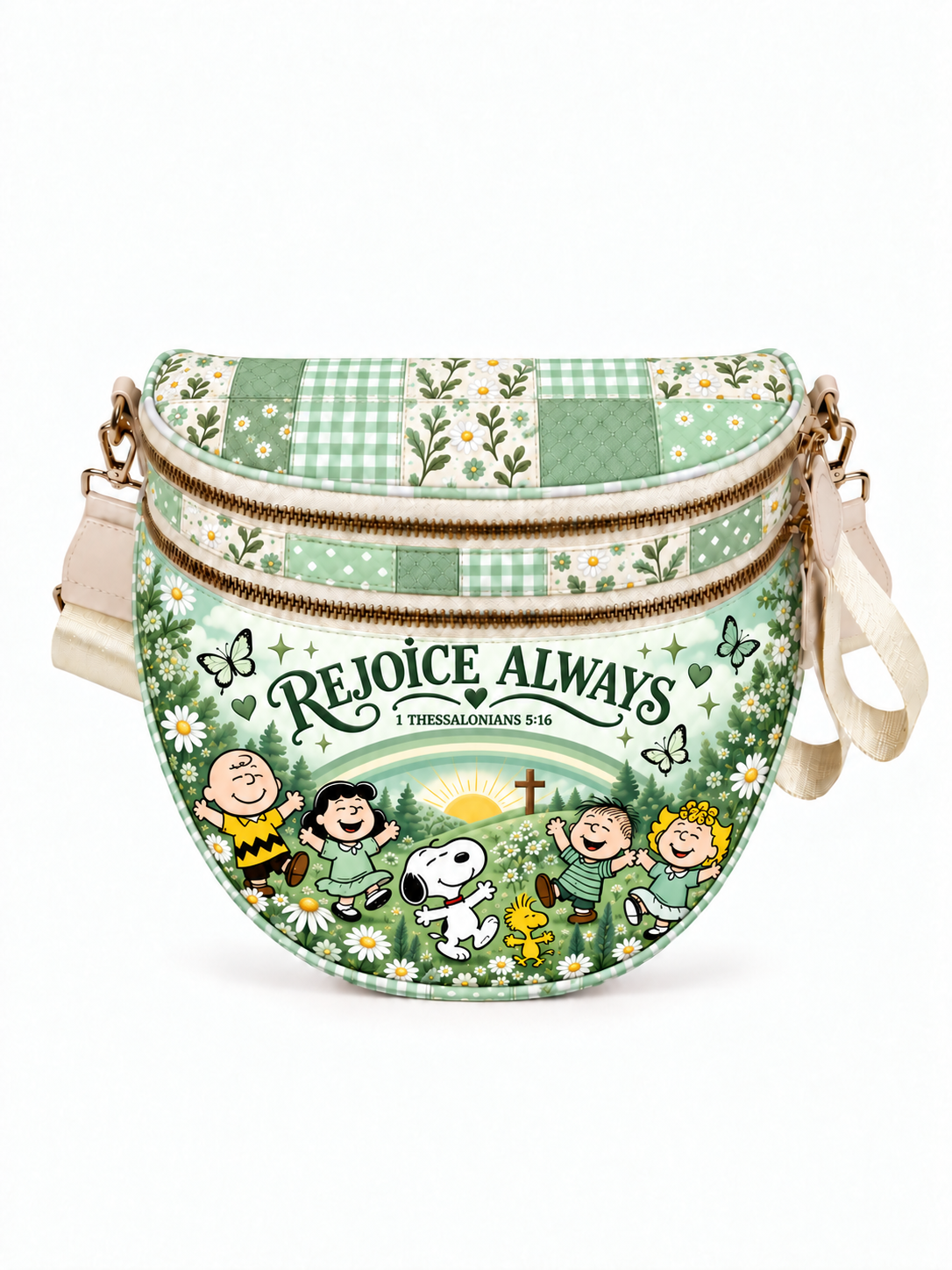 god beloved rejoice always 1 thessalonians 5 16 gift for her personalized crossbody bag mint sage