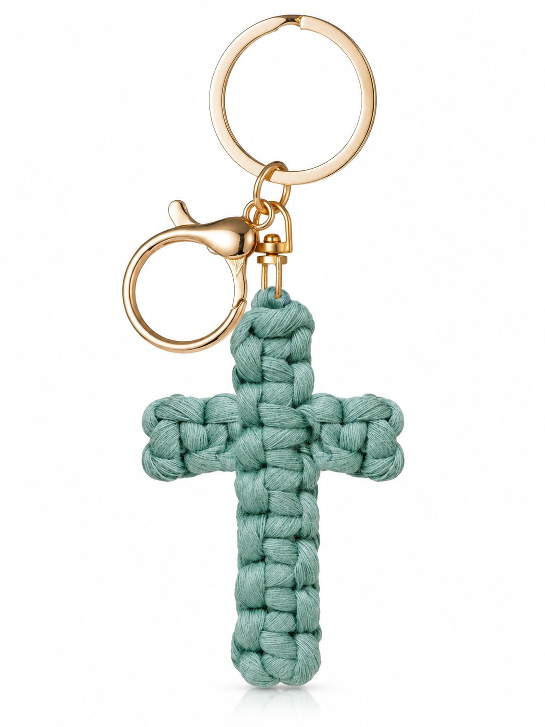 god beloved woven faith cotton cross bag charm sage green