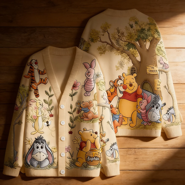 Just Loves Honey Bear Custom Name For Her - Personalized Knitted Cardigan HH01
