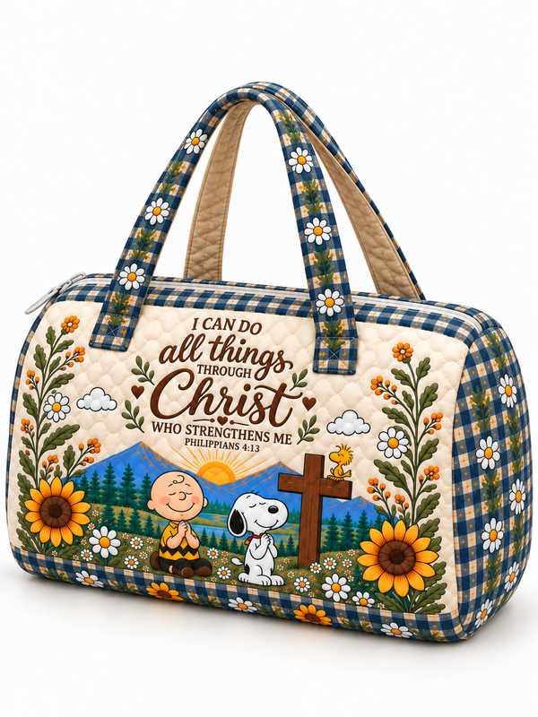 I Can Do All Things Through Christ Christian Gift For Her - Personalized Quilted Duffle Bag