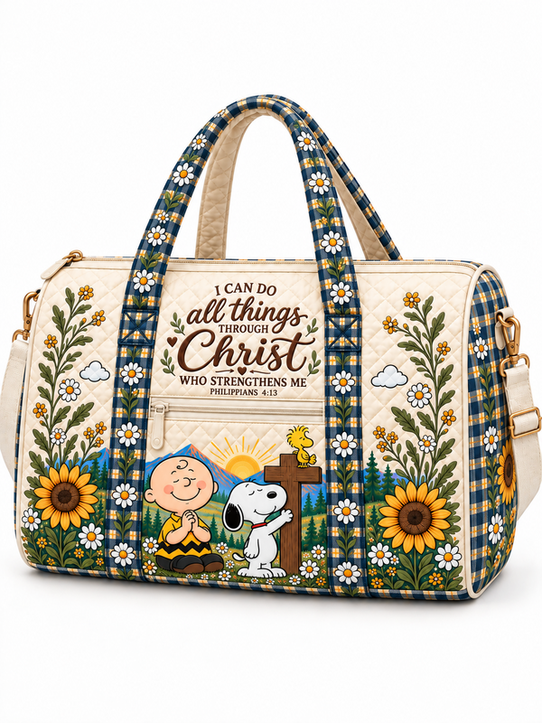 I Can Do All Things Through Christ Christian Gift For Her - Personalized Quilted Duffle Bag