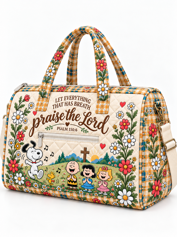 Praise The Lord Psalm 150:6 Christian Gift For Her - Personalized Quilted Duffle Bag