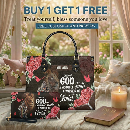 AChildOfGodWomanOfFaith ThoughtfulGiftForChristians PersonalizedLeathe