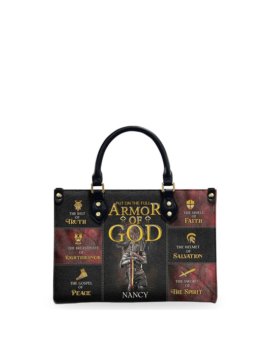 god beloved armor of god personalized leather handbag