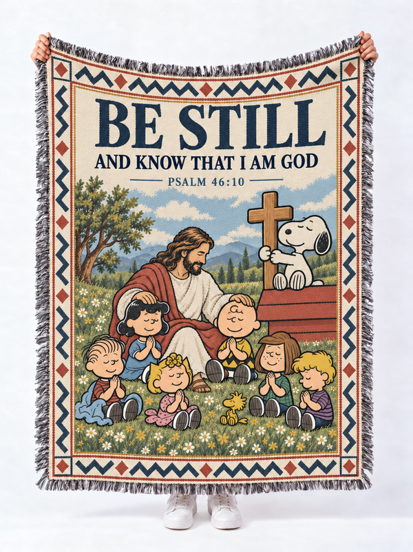 God Beloved - Be Still And Know Psalm 46:10 Christian Home Decor For Family - Personalized Woven Blanket