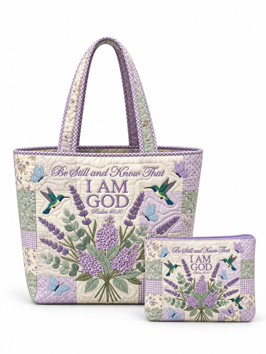 god beloved be still and know psalm 46 10 hummingbird gift personalized quilted tote bag 2
