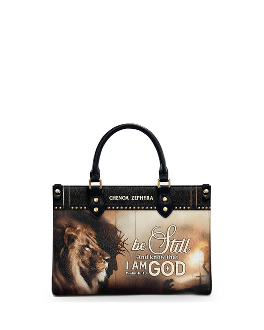 god beloved be still and know that i am god personalized leather handbag at4080706
