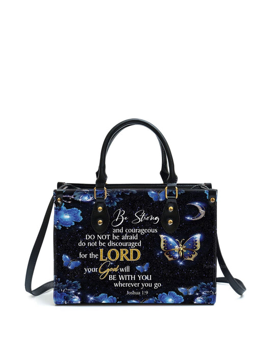 god beloved be strong and courageous personalized leather handbag