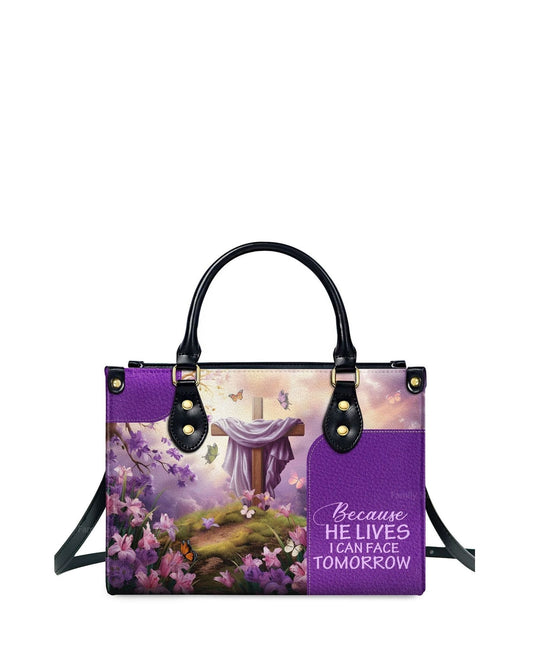 god beloved because he lives thoughtful gift for christians personalized leather handbag at4080954