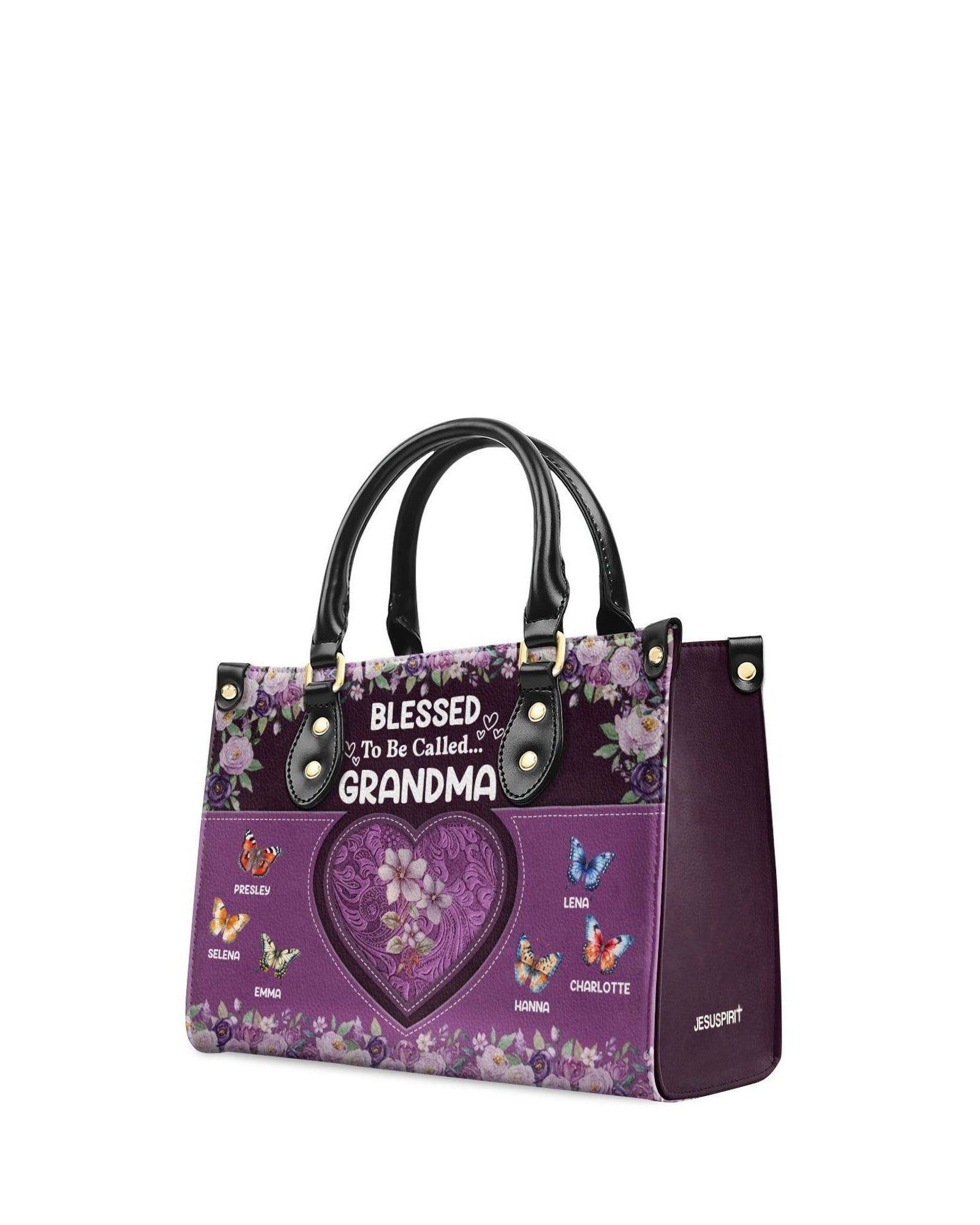 god beloved blessed to be called grandma butterfly personalized leather handbag gift for grandma hl128