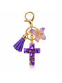 god beloved butterfly grace resin cross bag charm deep purple