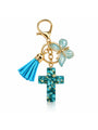 god beloved butterfly grace resin cross bag charm turquoise