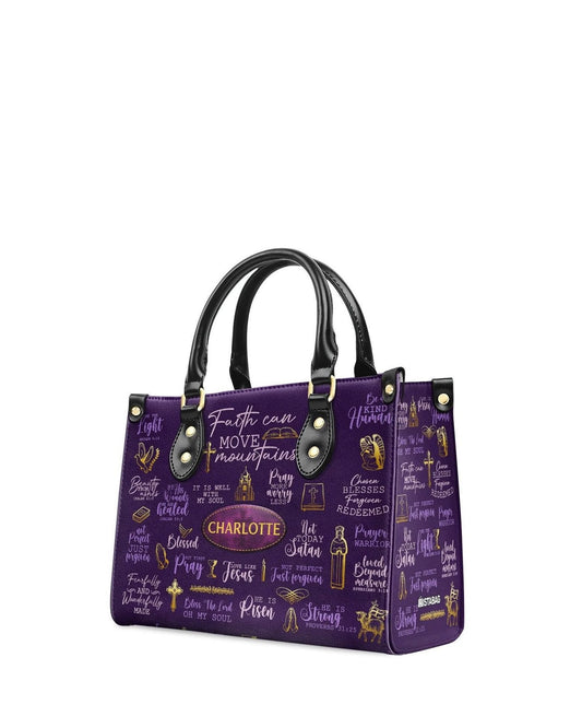 god beloved faith can move mountains purple bible verses personalized leather handbag christian gift for women hd95