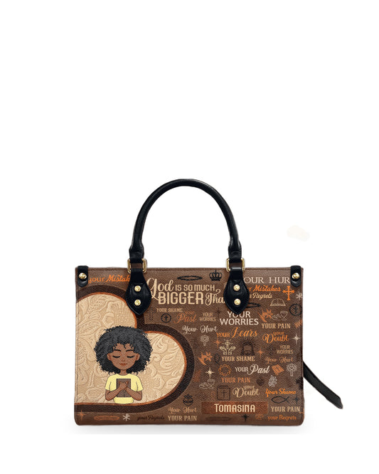 god beloved god is bigger than your pain tote christian leather handbag faith gift for black women