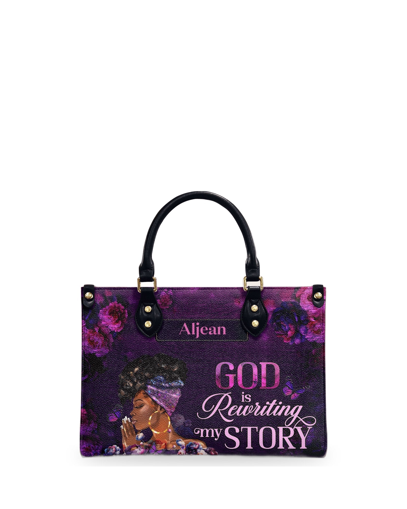 god beloved god is rewriting my story personalized christian leather handbag gift for black women hd95