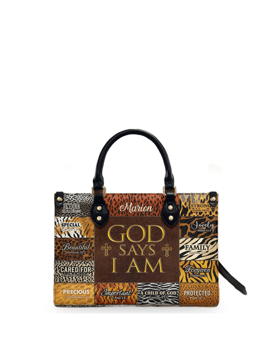 god beloved god says i am bible verse animal print bag personalized leather handbag gift for women hd95