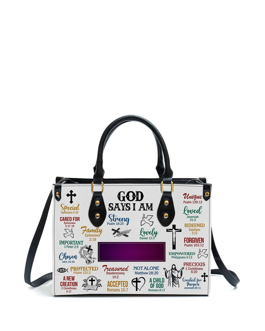 god beloved god says i am thoughtful gift for christians personalized leather handbag at4080935