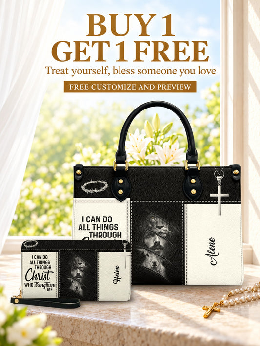 god beloved i can do all things through christ leather handbag deal free wallet buy 1 get 1 free