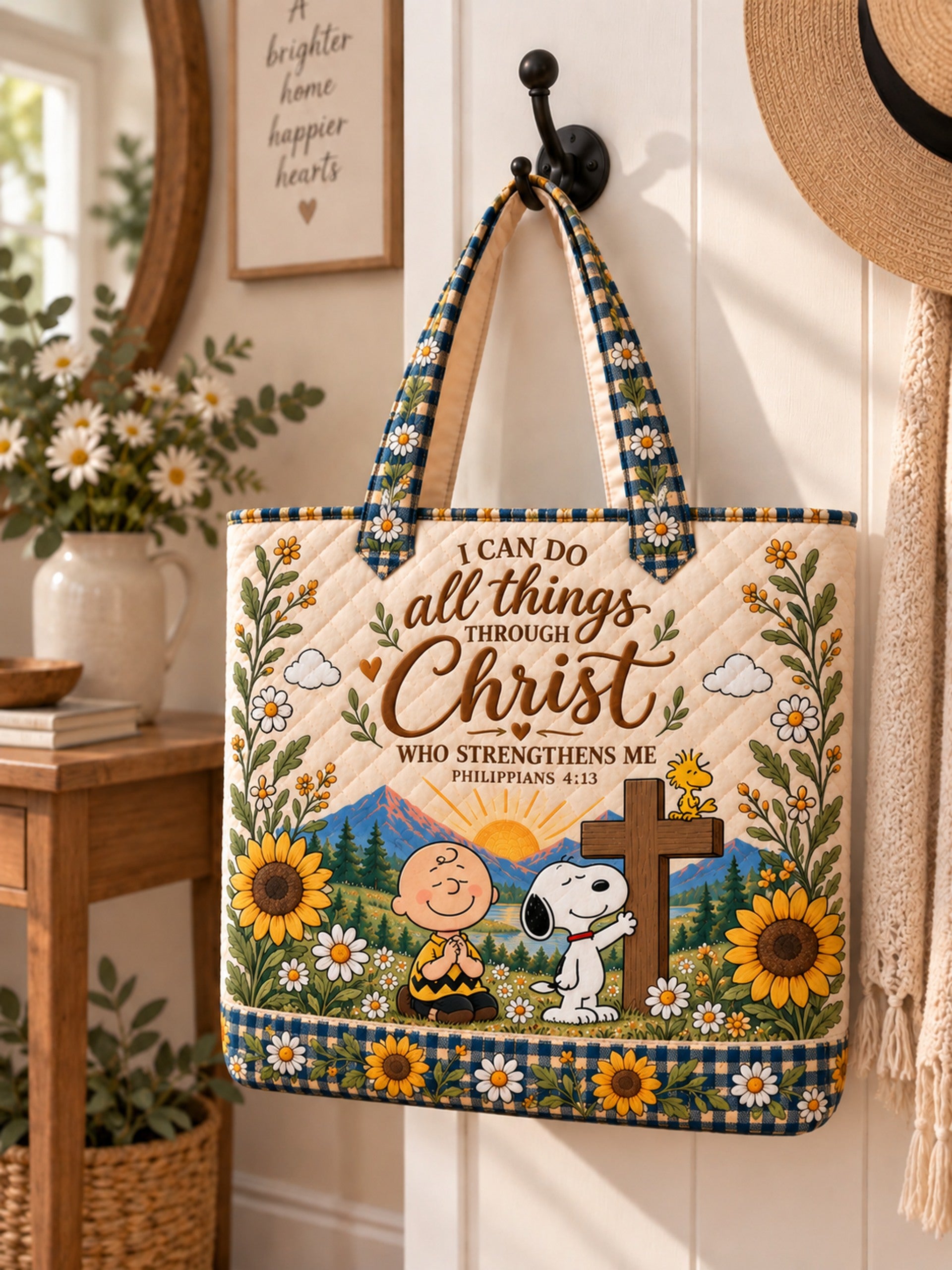 god beloved i can do all things through christ nutty gang christian gift for her personalized quilted tote bag hanging
