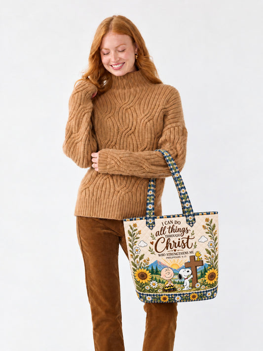 god beloved i can do all things through christ nutty gang christian gift for her personalized quilted tote bag lifestyle