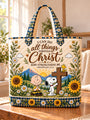 god beloved i can do all things through christ nutty gang christian gift for her personalized quilted tote bag on table