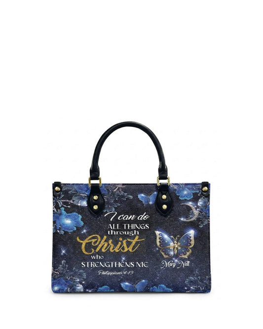 god beloved i can do all things through christ personalized leather handbag