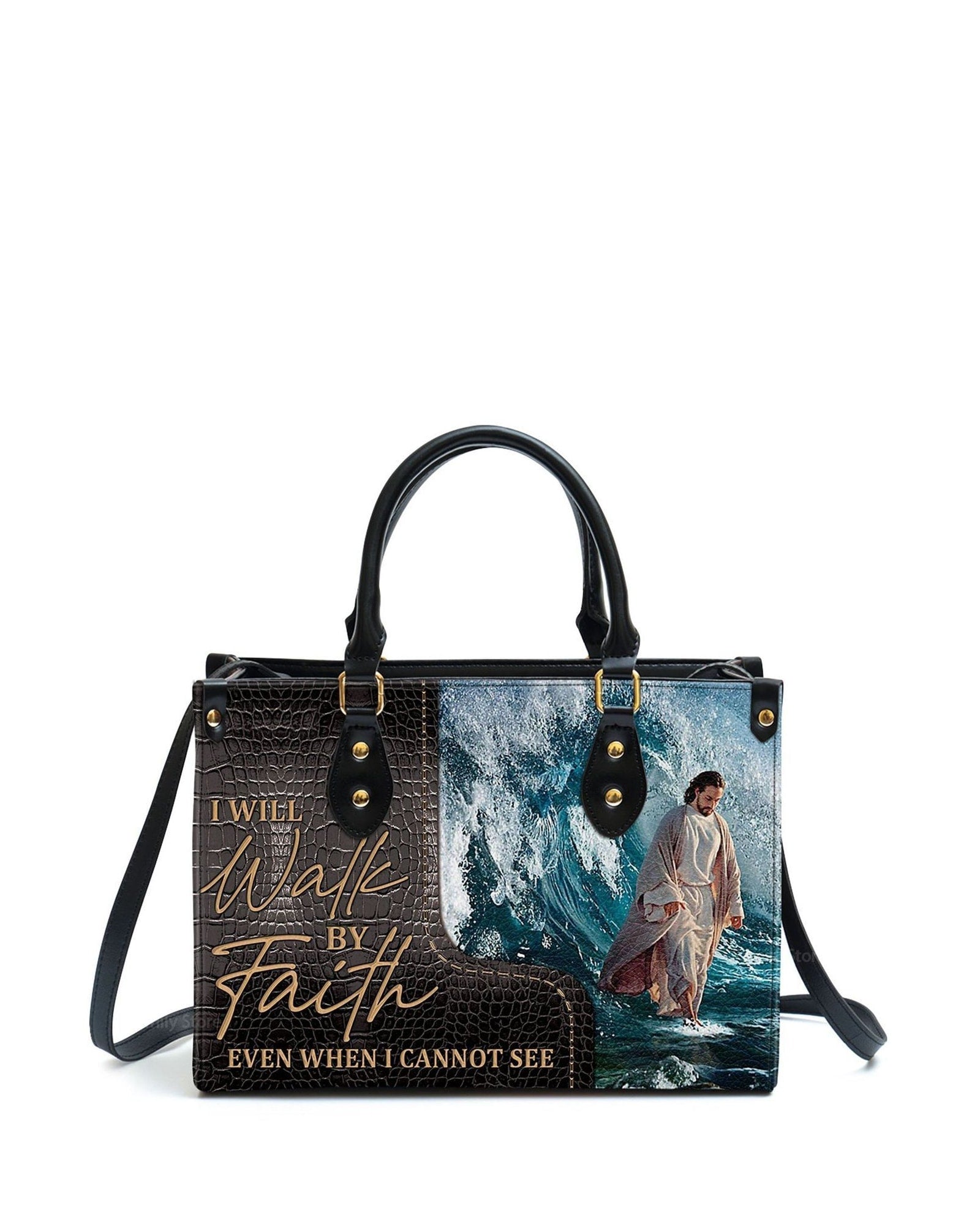 god beloved i will walk by faith even i cannot see thoughtful gift for christians personalized leather handbag at4080829