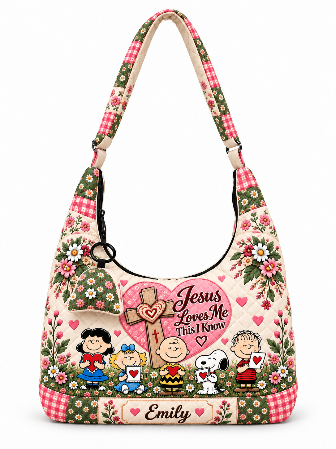 god beloved jesus loves me this i know gift for her personalized quilted hobo shoulder bag 1