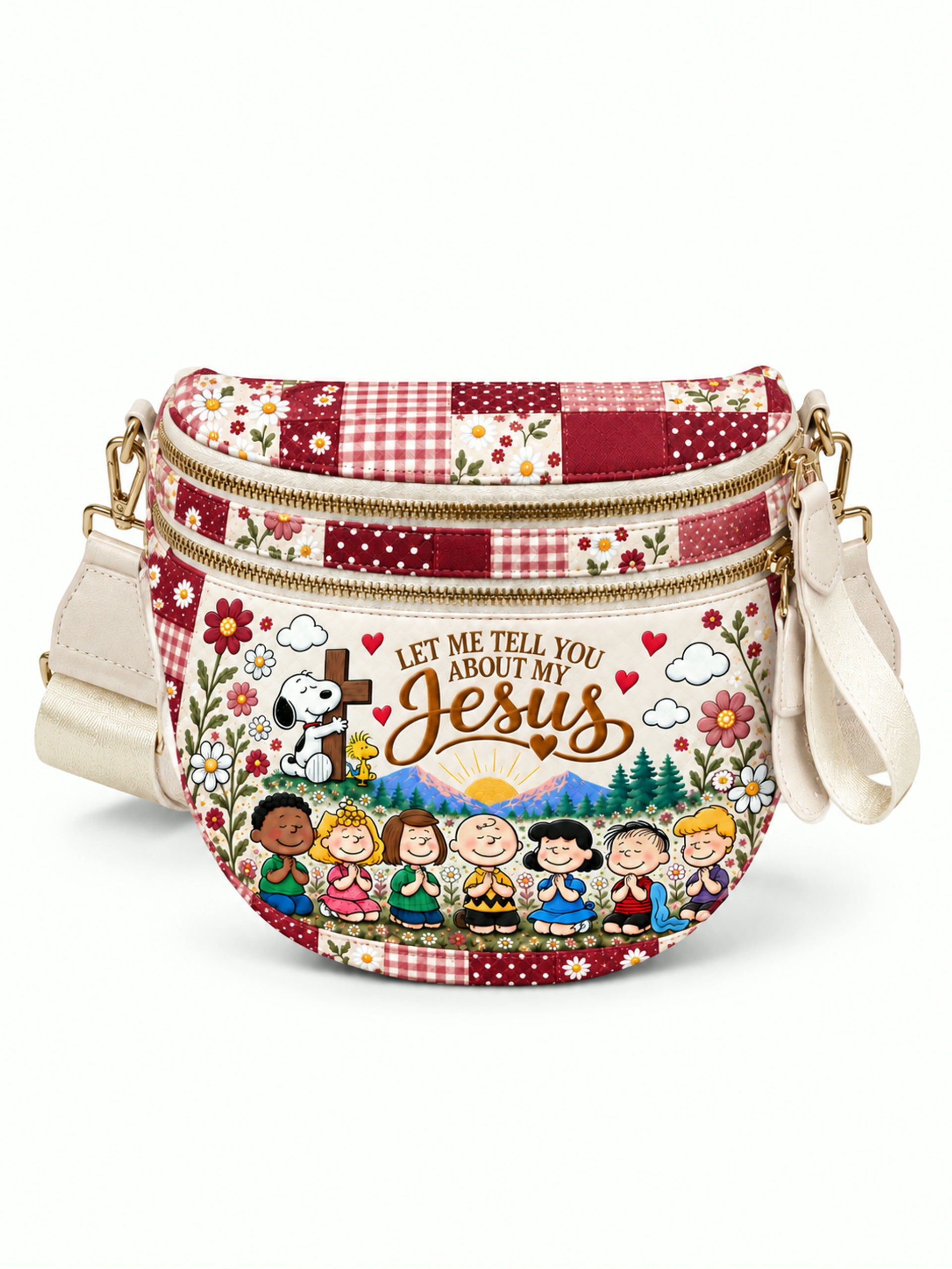 god beloved let me tell you about my jesus floral garden crossbody bag pattern burgundy