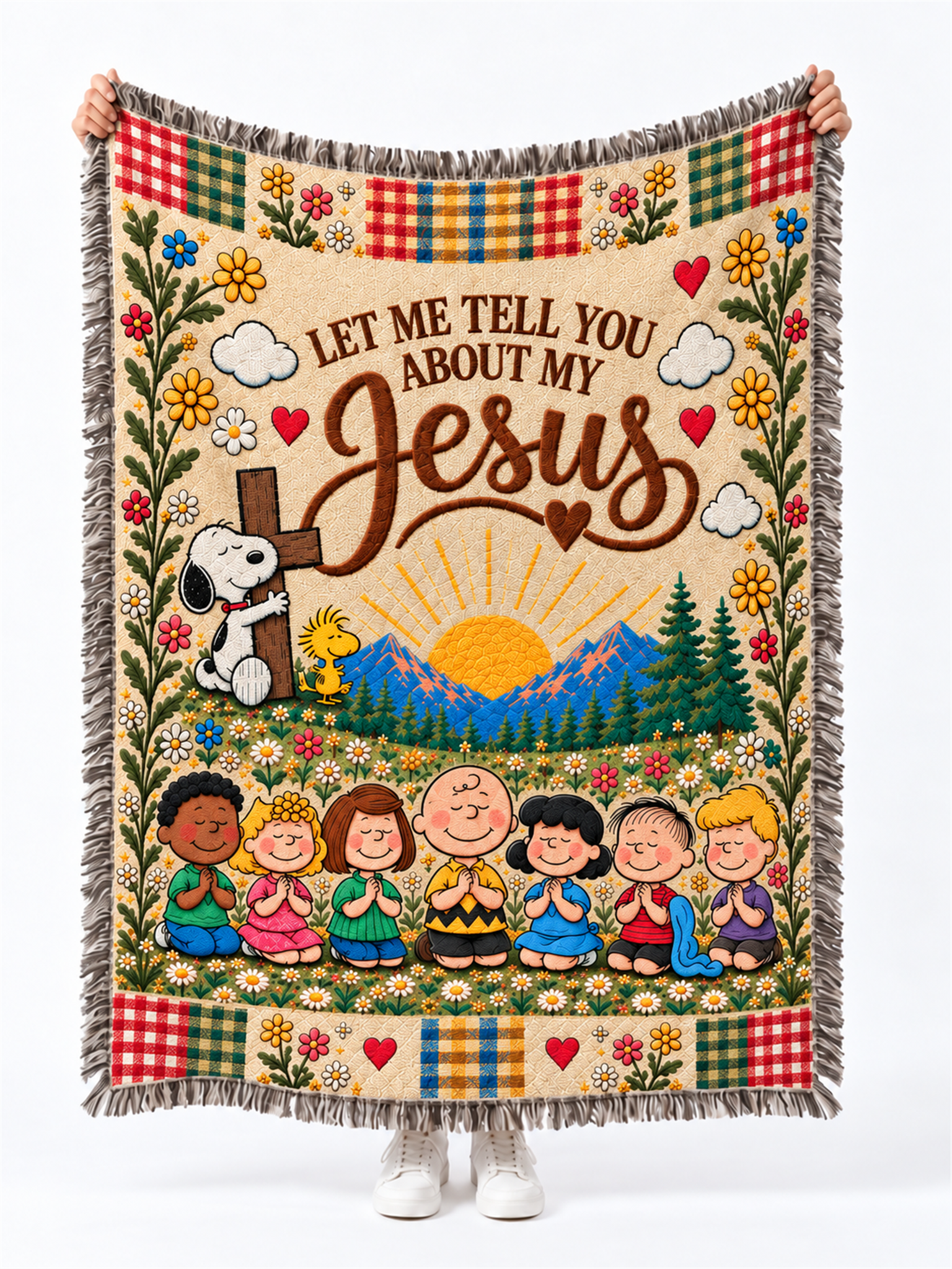 god beloved let me tell you about my jesus gift for her personalized woven blanket 1