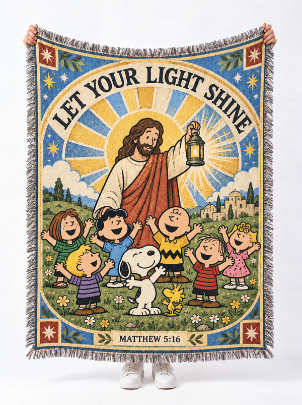 God Beloved - Let Your Light Shine Matthew 5:16 Christian Gift For Kids - Personalized Woven Blanket