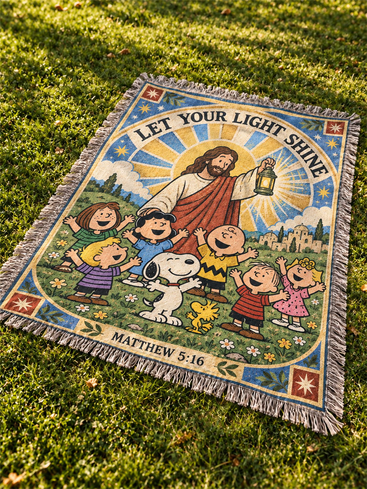 god beloved let your light shine matthew 5 16 christian gift for kids personalized woven 6