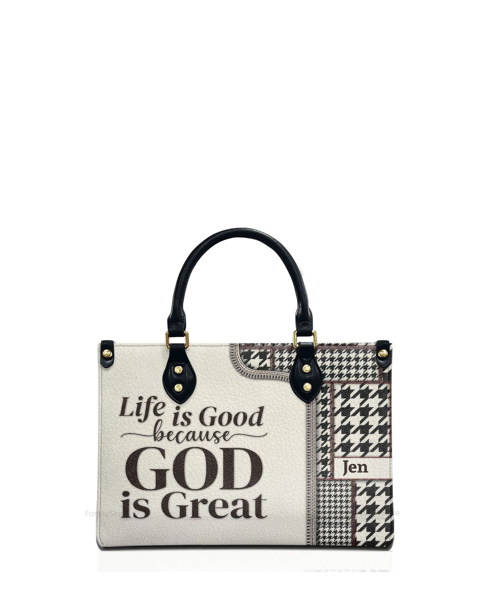 god beloved life is good because god is great unique personalized leather handbag at4081325