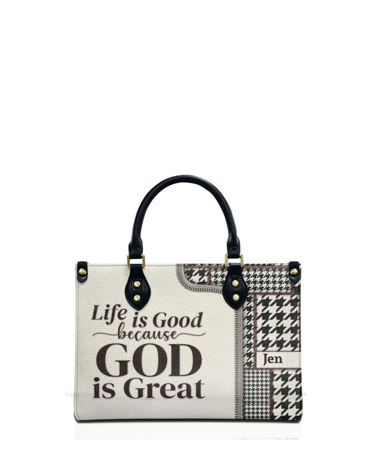 god beloved life is good because god is great unique personalized leather handbag at4081325