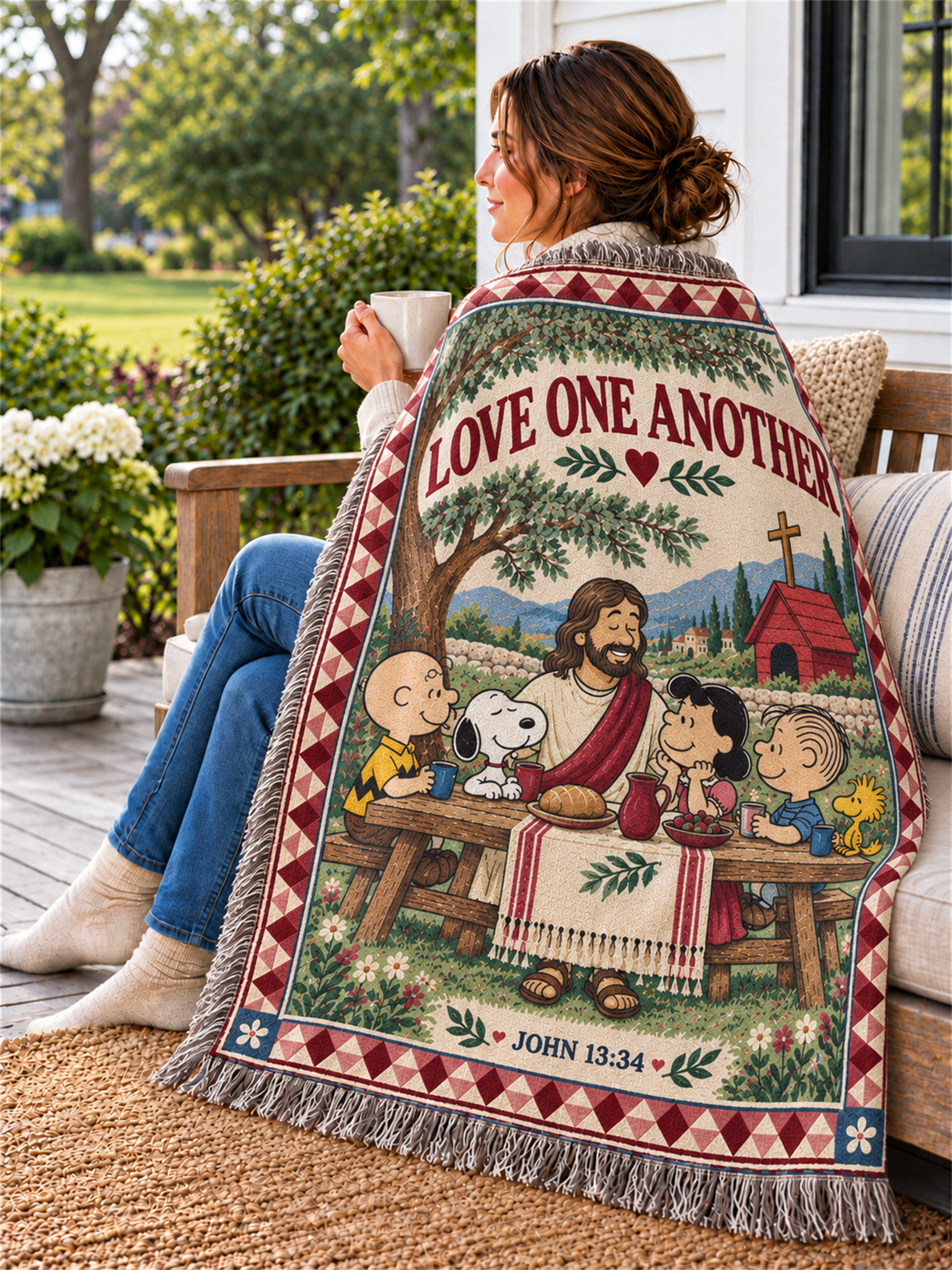 god beloved love one another john 13 34 christian home decor for family personalized woven 6