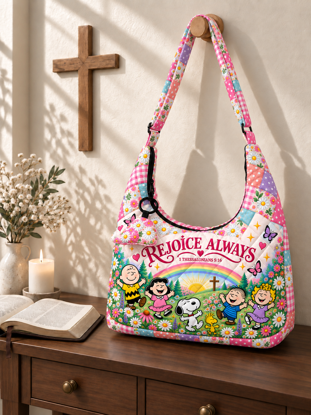 god beloved rejoice always 1 thessalonians 5 16 gift for her quilted hobo shoulder bag 4