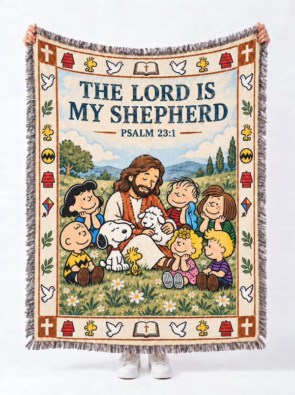 God Beloved - The Lord Is My Shepherd Psalm 23:1 Christian Gift For Kids - Personalized Woven Blanket