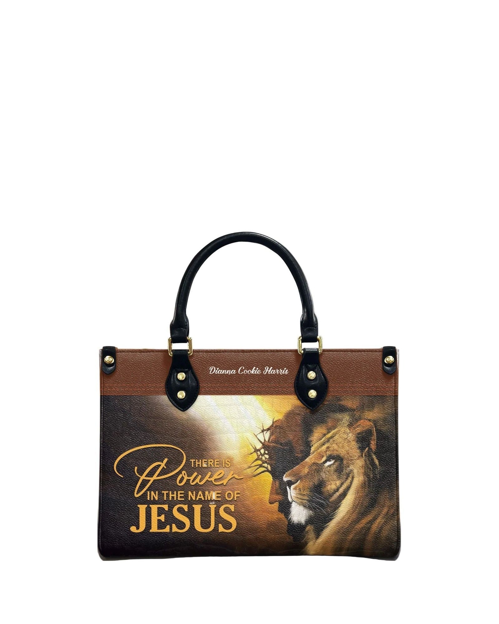 god beloved there is power in the name of jesus personalized leather handbag at4081457