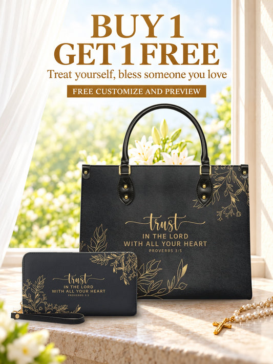 god beloved trust in the lord proverbs 3 5 black leather handbag deal free wallet buy 1 get 1 free